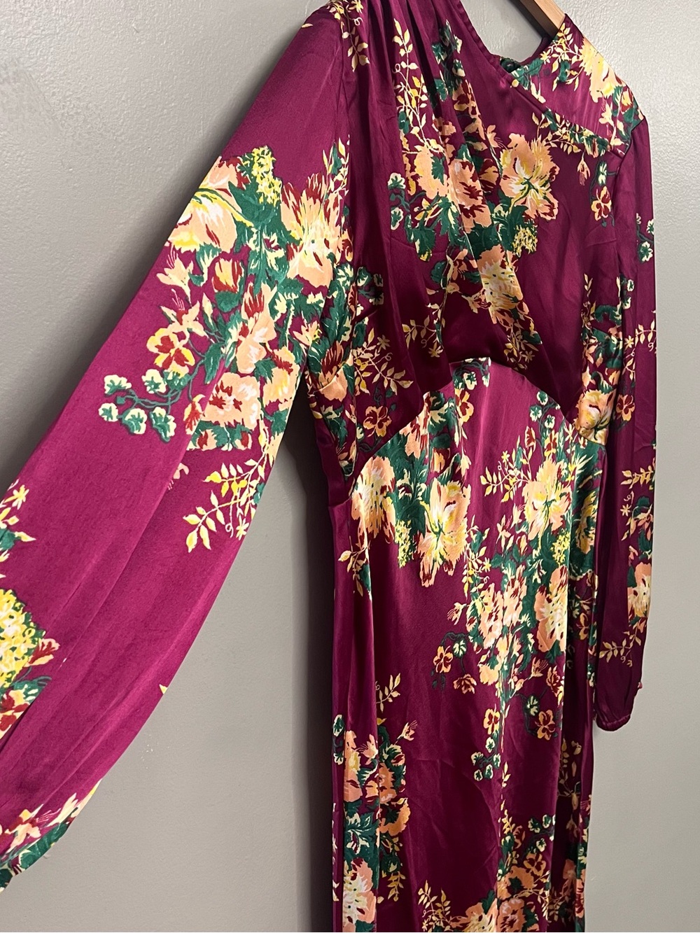 NWOT ASOS DESIGN Petite High Neck Bias Cut Maxi Satin Dress Floral Print 12 - Picture 3 of 13